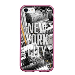 Чехол iPhone 7/8 матовый New York City, цвет: 3D-малиновый