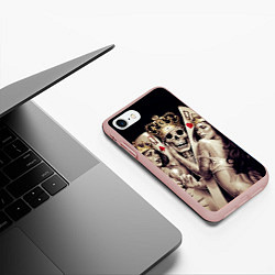Чехол iPhone 7/8 матовый Poker Skull, цвет: 3D-светло-розовый — фото 2