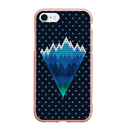 Чехол iPhone 7/8 матовый Геометрические горы, цвет: 3D-светло-розовый