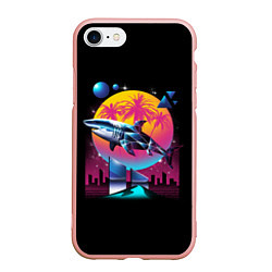 Чехол iPhone 7/8 матовый Ретро акула, цвет: 3D-светло-розовый