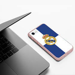 Чехол iPhone 7/8 матовый Real Madrid: Blue style, цвет: 3D-светло-розовый — фото 2