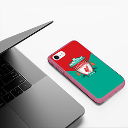 Чехол iPhone 7/8 матовый Liverpool: Green style, цвет: 3D-малиновый — фото 2