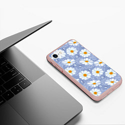 Чехол iPhone 7/8 матовый Нежные ромашки, цвет: 3D-светло-розовый — фото 2