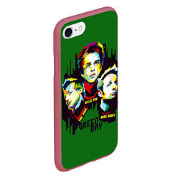 Чехол iPhone 7/8 матовый Green Day: Trio, цвет: 3D-малиновый — фото 2