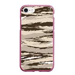 Чехол iPhone 7/8 матовый Камуфляж: коричневый/кремовый, цвет: 3D-малиновый