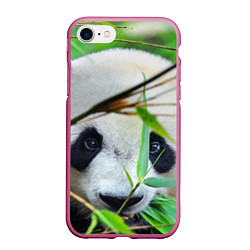 Чехол iPhone 7/8 матовый Панда в лесу, цвет: 3D-малиновый