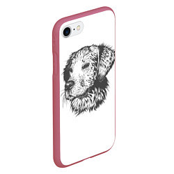Чехол iPhone 7/8 матовый Собака: карандаш, цвет: 3D-малиновый — фото 2