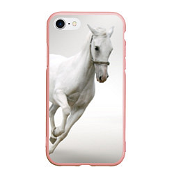 Чехол iPhone 7/8 матовый Белый конь, цвет: 3D-светло-розовый