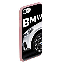 Чехол iPhone 7/8 матовый BMW: White Style, цвет: 3D-баблгам — фото 2