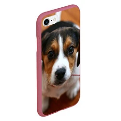 Чехол iPhone 7/8 матовый Глазастый щенок, цвет: 3D-малиновый — фото 2