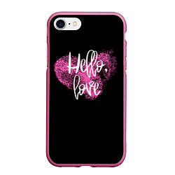 Чехол iPhone 7/8 матовый Hello Love!, цвет: 3D-малиновый