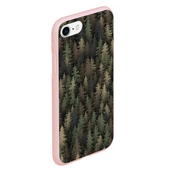 Чехол iPhone 7/8 матовый Лесной камуфляж, цвет: 3D-светло-розовый — фото 2