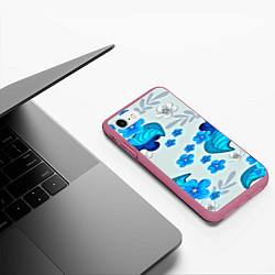 Чехол iPhone 7/8 матовый Весенний узор, цвет: 3D-малиновый — фото 2