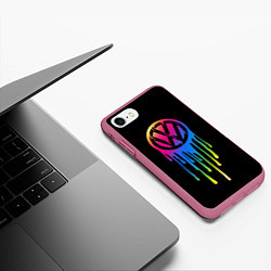 Чехол iPhone 7/8 матовый Volkswagen, цвет: 3D-малиновый — фото 2