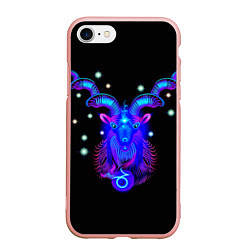 Чехол iPhone 7/8 матовый Космический Козерог, цвет: 3D-светло-розовый