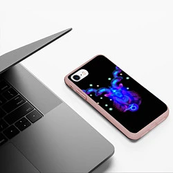 Чехол iPhone 7/8 матовый Космический Козерог, цвет: 3D-светло-розовый — фото 2