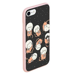 Чехол iPhone 7/8 матовый Космические котики, цвет: 3D-светло-розовый — фото 2