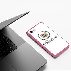 Чехол iPhone 7/8 матовый Cadillac, цвет: 3D-малиновый — фото 2