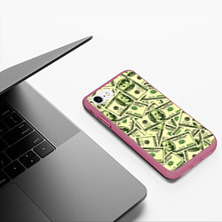 Чехол iPhone 7/8 матовый Benjamin Franklin, цвет: 3D-малиновый — фото 2