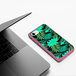 Чехол iPhone 7/8 матовый Tropical pattern, цвет: 3D-малиновый — фото 2