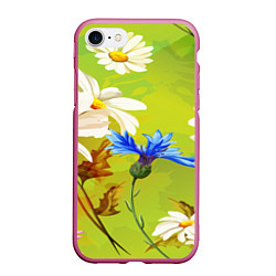Чехол iPhone 7/8 матовый Цветочный мир, цвет: 3D-малиновый