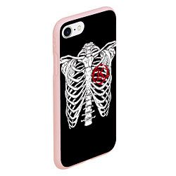 Чехол iPhone 7/8 матовый Кукрыниксы: Скелет, цвет: 3D-светло-розовый — фото 2