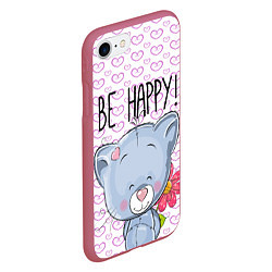 Чехол iPhone 7/8 матовый Cat: Be Happy, цвет: 3D-малиновый — фото 2