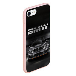 Чехол iPhone 7/8 матовый BMW серебро, цвет: 3D-светло-розовый — фото 2