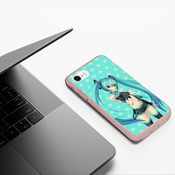 Чехол iPhone 7/8 матовый Hatsune Miku, цвет: 3D-светло-розовый — фото 2