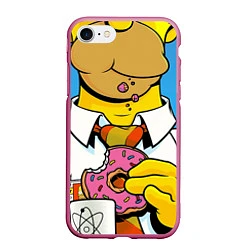 Чехол iPhone 7/8 матовый Homer with donut, цвет: 3D-малиновый