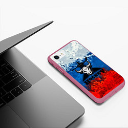 Чехол iPhone 7/8 матовый Русский хоккей, цвет: 3D-малиновый — фото 2