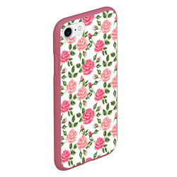 Чехол iPhone 7/8 матовый Розы Паттерн, цвет: 3D-малиновый — фото 2