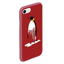 Чехол iPhone 7/8 матовый Расплавленный пингвин, цвет: 3D-малиновый — фото 2