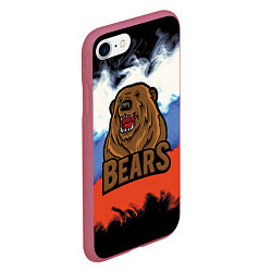 Чехол iPhone 7/8 матовый Russian bears, цвет: 3D-малиновый — фото 2