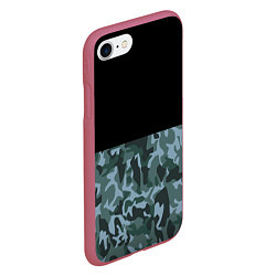 Чехол iPhone 7/8 матовый Камуфляж: черный/синий, цвет: 3D-малиновый — фото 2