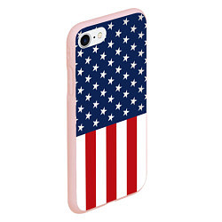 Чехол iPhone 7/8 матовый Флаг США, цвет: 3D-светло-розовый — фото 2