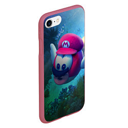Чехол iPhone 7/8 матовый Super Mario Марио, цвет: 3D-малиновый — фото 2