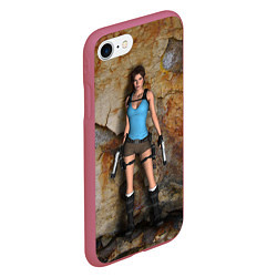 Чехол iPhone 7/8 матовый TOMB RAIDER, цвет: 3D-малиновый — фото 2