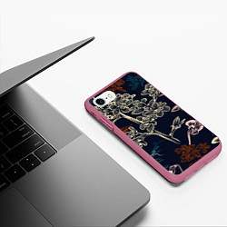 Чехол iPhone 7/8 матовый Цветочный pattern, цвет: 3D-малиновый — фото 2