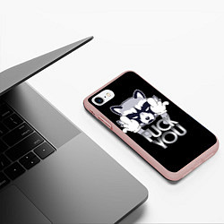 Чехол iPhone 7/8 матовый Енот, цвет: 3D-светло-розовый — фото 2