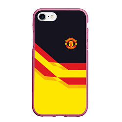 Чехол iPhone 7/8 матовый Manchester United, цвет: 3D-малиновый