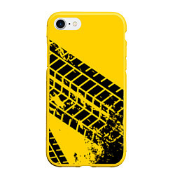 Чехол iPhone 7/8 матовый Следы покрышек, цвет: 3D-желтый