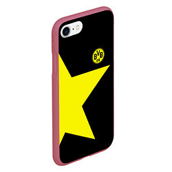 Чехол iPhone 7/8 матовый FC Borussia Dortmund: Star, цвет: 3D-малиновый — фото 2