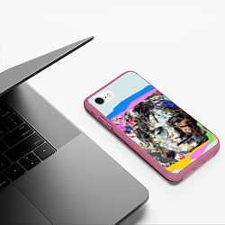 Чехол iPhone 7/8 матовый John Lennon: Abstraction, цвет: 3D-малиновый — фото 2