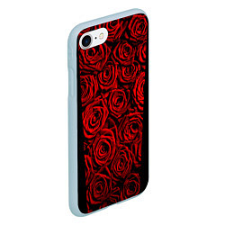 Чехол iPhone 7/8 матовый Унисекс / Красные розы, цвет: 3D-голубой — фото 2