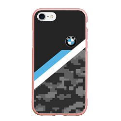 Чехол iPhone 7/8 матовый BMW: Pixel Military, цвет: 3D-светло-розовый