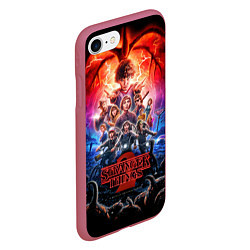 Чехол iPhone 7/8 матовый Stranger Things 2, цвет: 3D-малиновый — фото 2