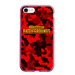 Чехол iPhone 7/8 матовый PUBG: Red Mozaic, цвет: 3D-малиновый