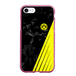 Чехол iPhone 7/8 матовый FC Borussia Dortmund: Abstract, цвет: 3D-малиновый