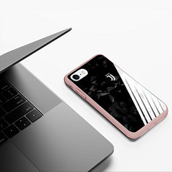 Чехол iPhone 7/8 матовый FC Juventus: Abstract, цвет: 3D-светло-розовый — фото 2